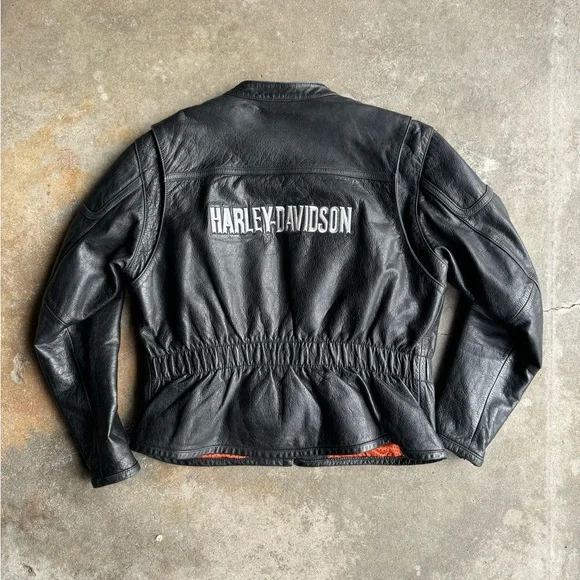 Vintage 90s Harley-Davidson Leather Embroidered Logo Zip Jacket (XL) - Picture 6 of 7